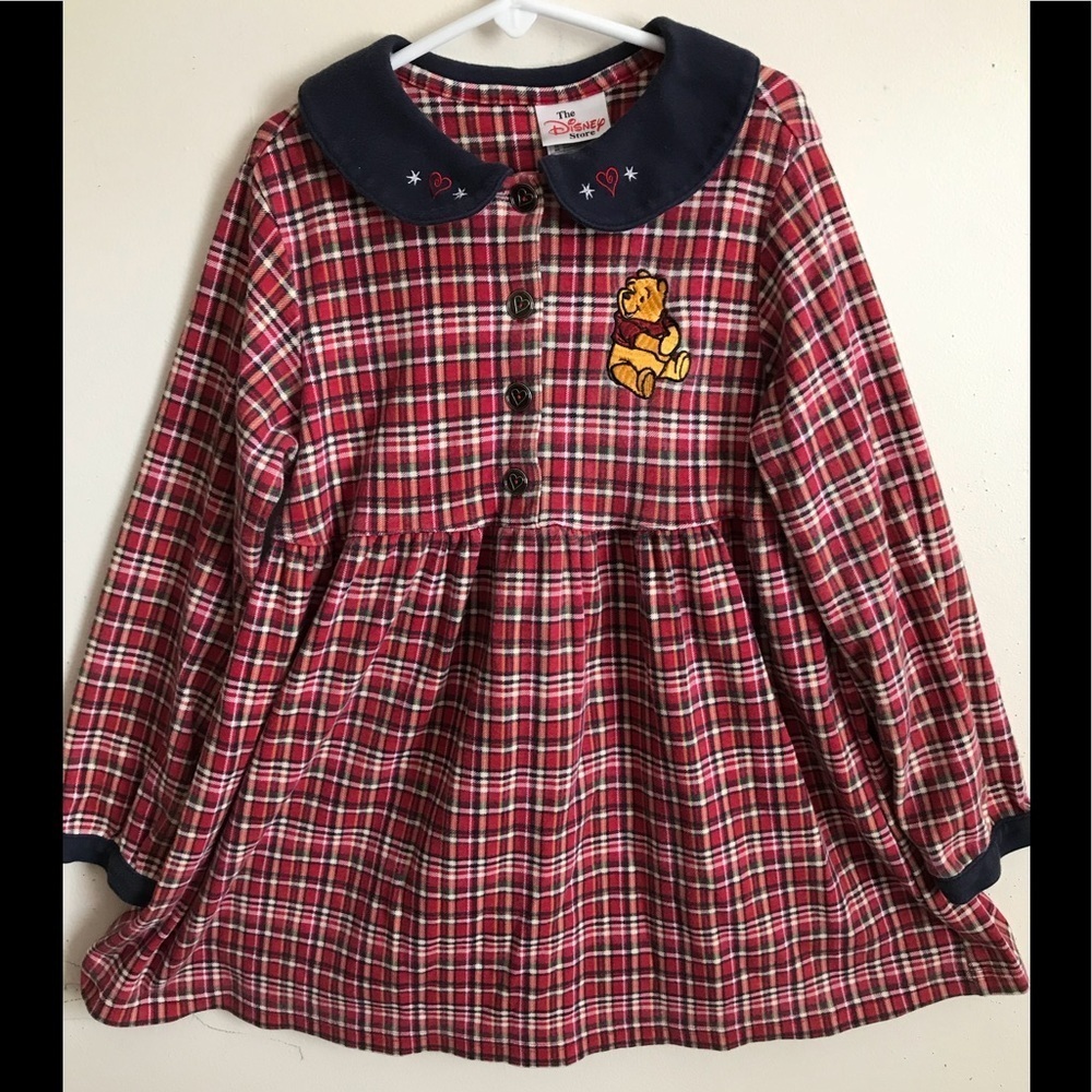 Pooh Bear Heart Appliqué Peter Pan Collar Dress